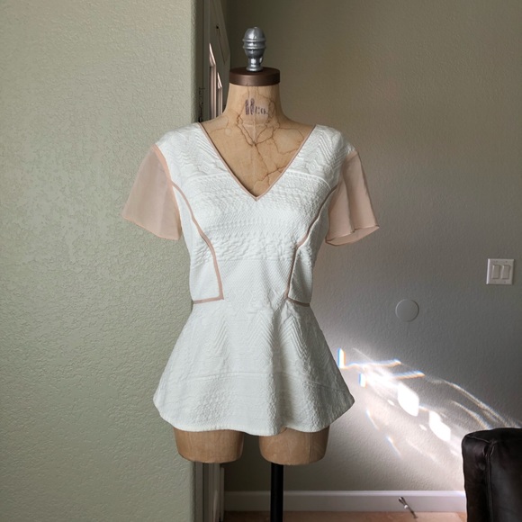 Rebecca Taylor White Jacquard Top Shirt 4 - Picture 4 of 8